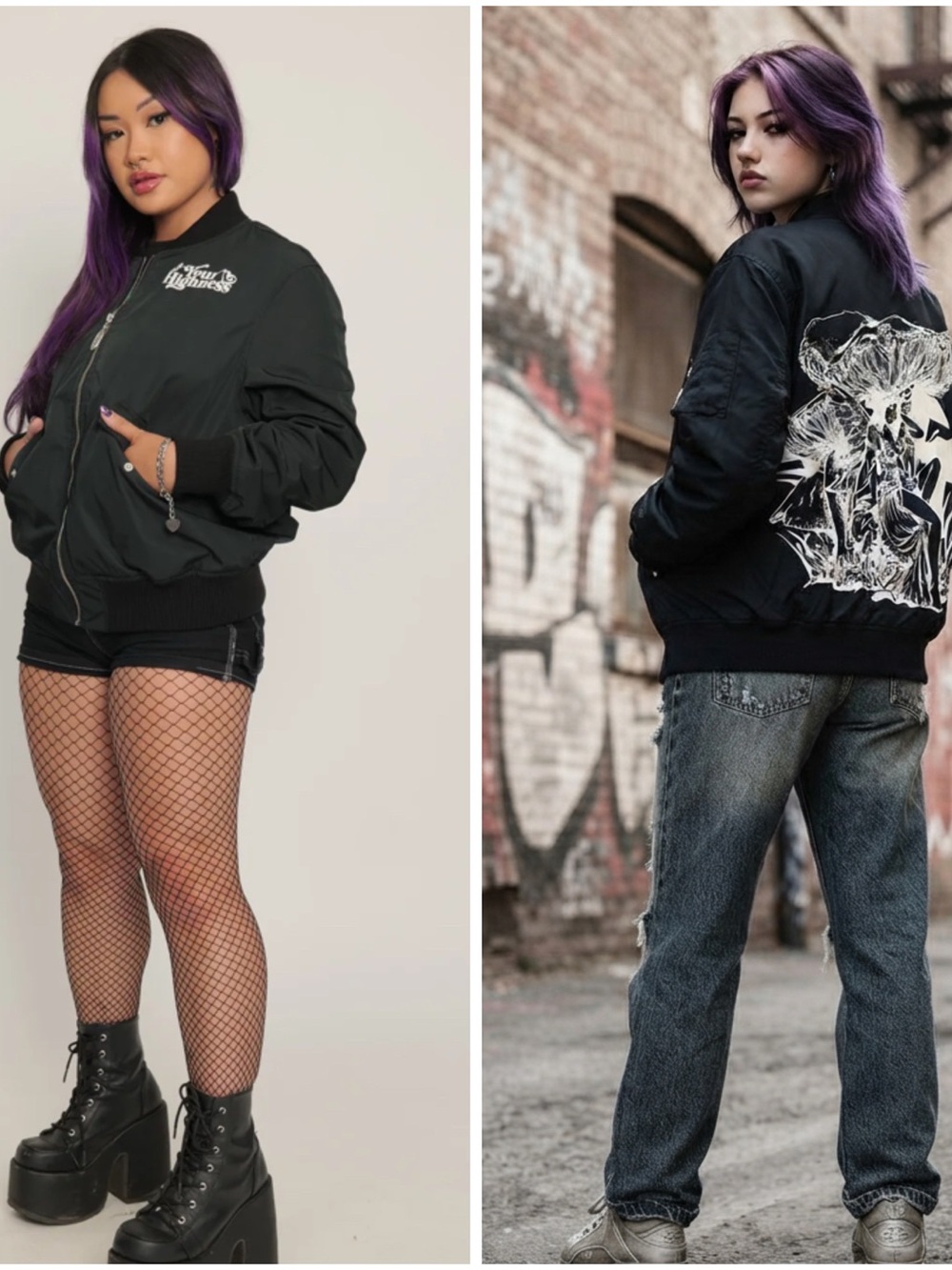 Your Highness "Fairy Dream" Black Bomber Streetwear Goth Jacket